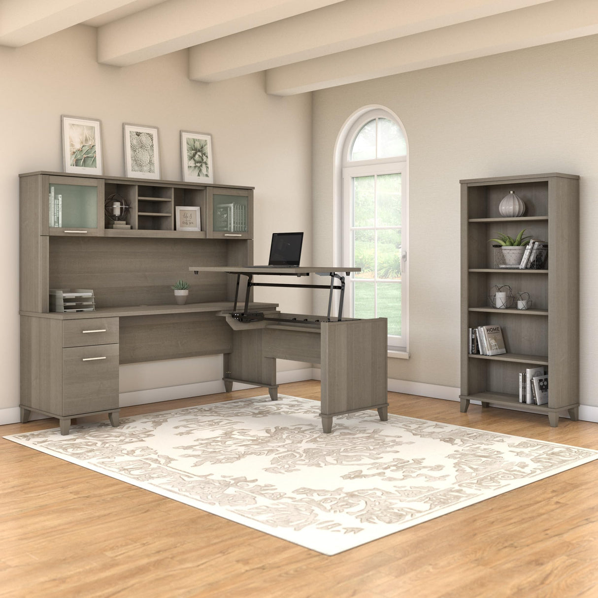 Bush Furniture 72-inch Home Office Desk with Drawers, Large Computer Table for Personal Workspace, Somerset Collection, Ash Gray Bush Furniture