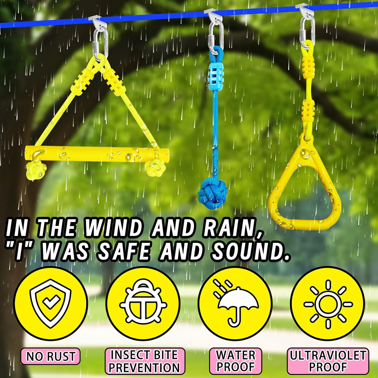 Ninja Slackline Ninja Warrior Obstacle Course for Kids-2x52ft with Swing, Rope Ladder,Climbing Bar,Ring,Outdoor Ninja Course Training Equipment Set for Backyard Just.smile