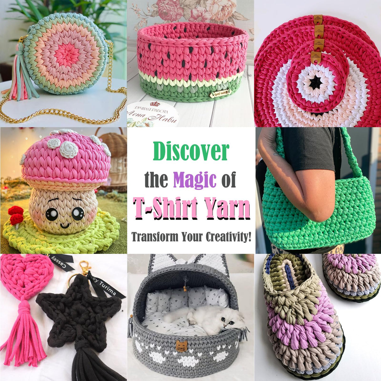 400g Tshirt Yarn for Crochet,Hot Pink T Shirt Soft Elastic Fabric Chunky Thick T-Shirt Crochet Yarn for Crocheting Knitting Beginner Hand Knitting for Bag/DIY Craft/Home Decor-Hot Pink YARFOFUN