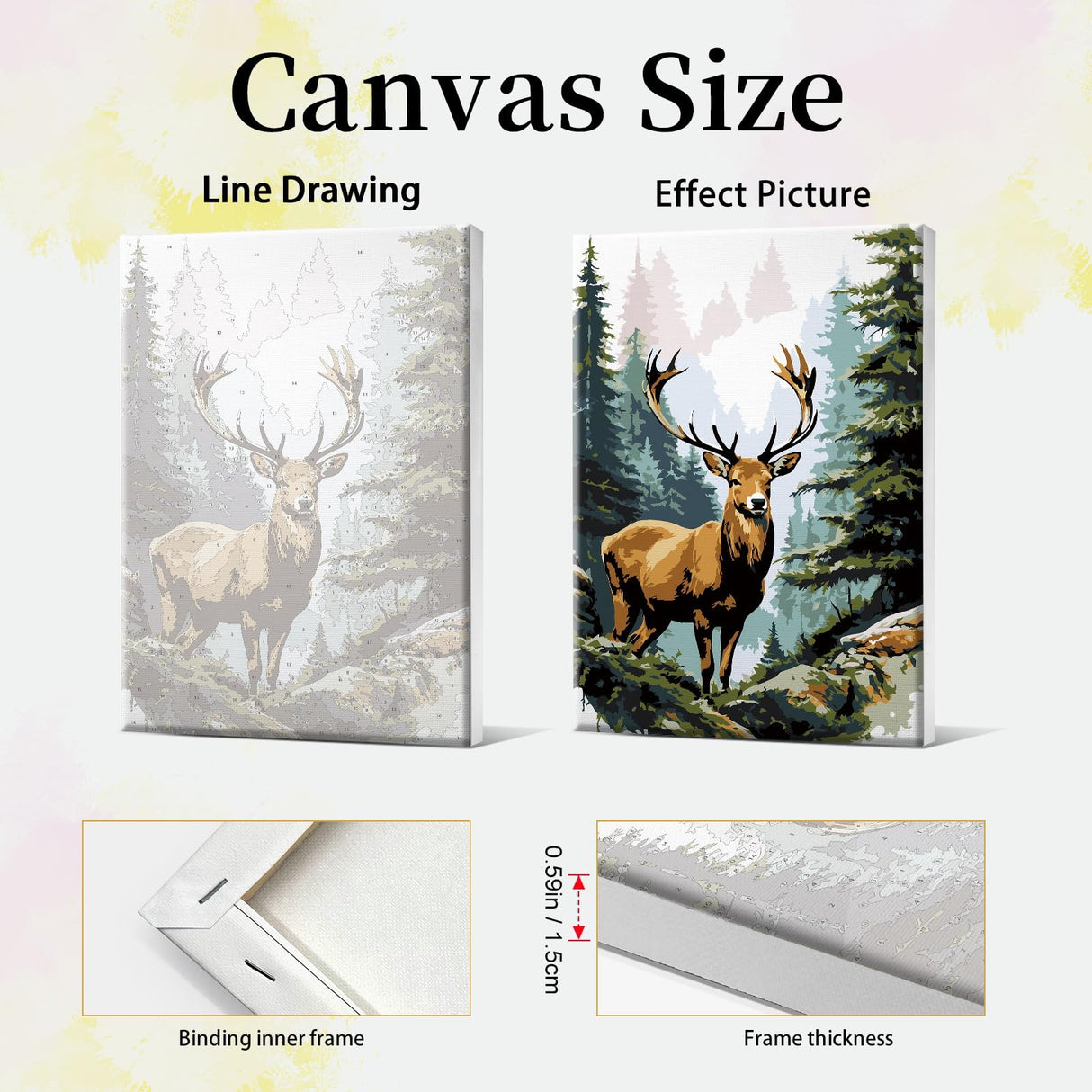 JOOZ Paint by Numbers Kit for Adults with Frame Deer Paint by Number with Easel Forest Adult Paint by Number Kits Framed DIY Mountain Landscape Oil Painting Kits for Gift Home Wall Decor 8x12 Inch JOOZ