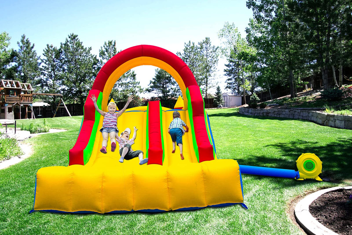 HuaKastro 16x7.2FT Inflatable Bounce House with 2 Racing Slides & Large Climbing Wall, 3 in 1 Kids Inflatable Trampoline Rainbow Jumping Castle Kids Backyard Playgrounds - with Air Blower HuaKastro