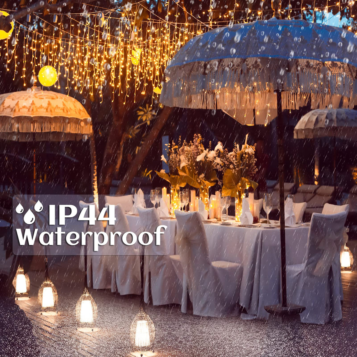 66ft Icicle Lights for Outside - 640 LED Christmas Lights Outdoor with 120 Drops 8 Modes, Plug in Twinkle Light Outside for Holiday Wedding Party Tree Room Indoor Thanksgiving Decoration, Warm White Nielfoi