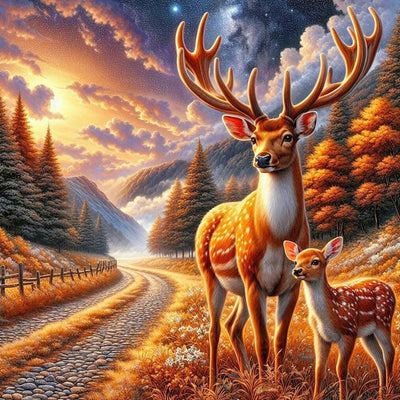 ARPADAMO Diamond Art Kits for Adults,5D Elk Diamond Painting DIY Animal Diamond Art Diamond Painting Kits for Adult,Round Full Drill Diamonds, Diamond Art Kits for Home Decor-13.78x13.78inch