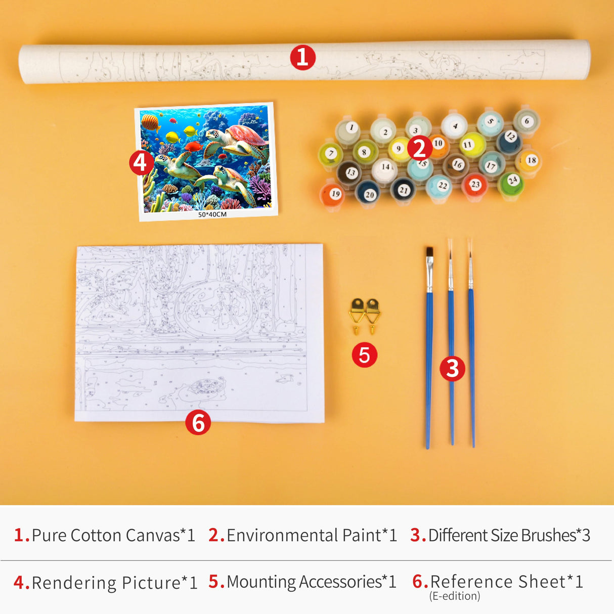 Paint by Numbers for Adults Turtle and Coral Reef in The Red Sea, Marine Animal Underwater World Paint by Number Kit on Canvas for Beginners, Oil Painting Set 16x20 Inch Rebotipy