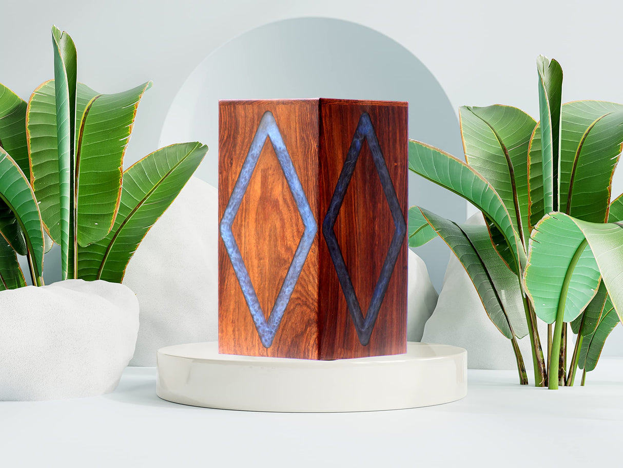 Wooden Urn box With Amazing Resin Design - Personalized Cremation Urn for Ashes - Handmade Urns for Human Ashes - Adult Large Cremation Urns - Merit wooden craft
