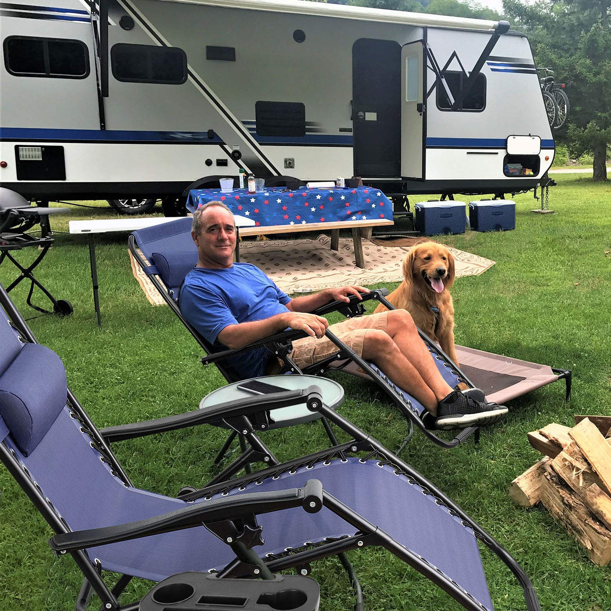 Homall Zero Gravity Chair Patio Folding Lawn Outdoor Lounge Gravity Camp Reclining Lounge Chair with Cup Holder Pillows for Poolside Backyard and Beach Set of 2 (Blue) Homall