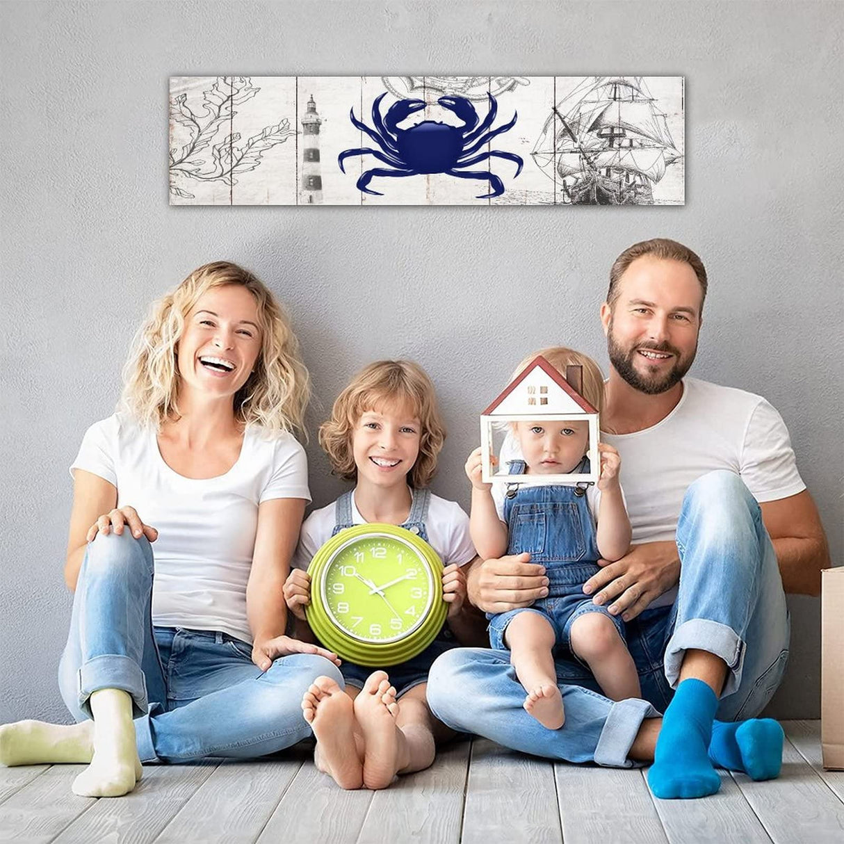 Wood Pallet Sign Nautical Sea And Ocean Theme Distressed Look Personalized Decorative Wooden Plank Hanging Plaque Plank Hanging Plaque Shabby Chic Style Home Wall Hanging Art for Beach House Lake Alioyoit