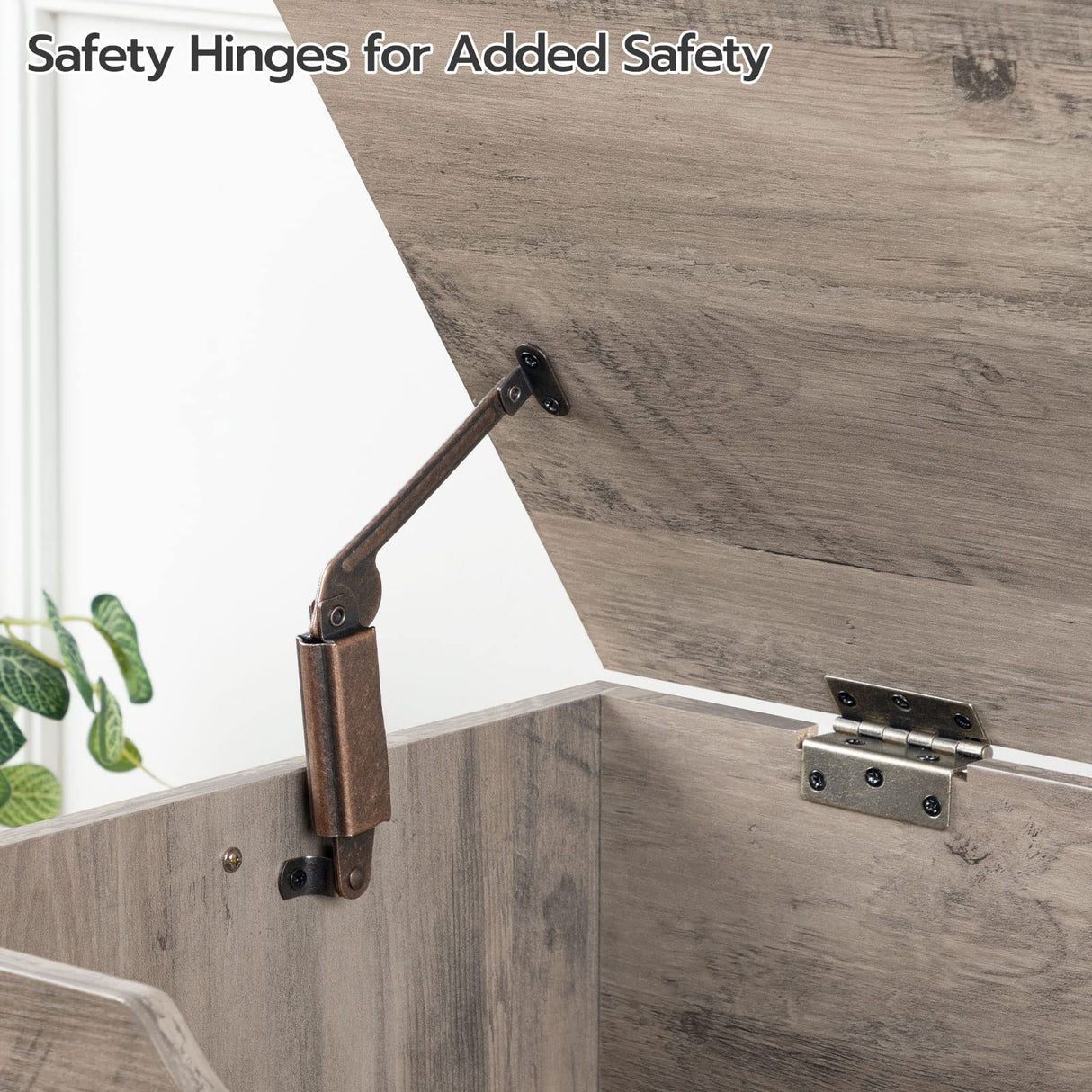 HOOBRO Storage Bench, 39.4” Retro Wooden Storage Chest with U-Shaped Cut-Out Pull, Safety Hinge, Supports 220 lb and Easy Assembly for Toy Box Organizer (Greige) BG771CW01 HOOBRO