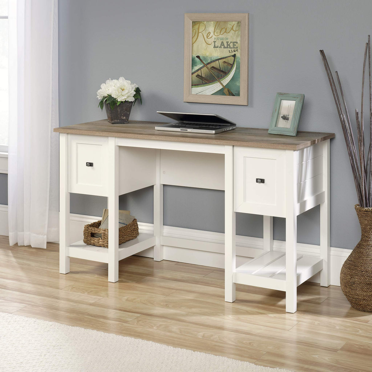 Sauder Cottage Road Desk, Soft White finish Sauder