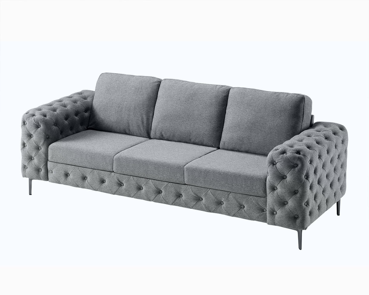 Jocisland 92-Inch Modern Sofa - Oversized 3 Seater Couch With Wide Armrest, Button Tufted for Living Room, Grey Linen Jocisland