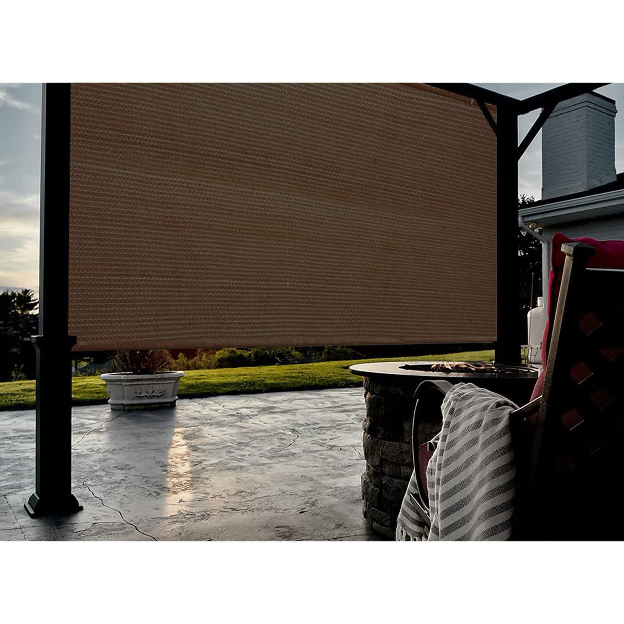 FAIR WIND Shade Cloth 90% Sun Shade Fabric Privacy Screen Shade Cover Patio Canopy with Grommets Shade Net for Garden Outdoor Pergola 6 x 8 FT - Mocha FAIR WIND