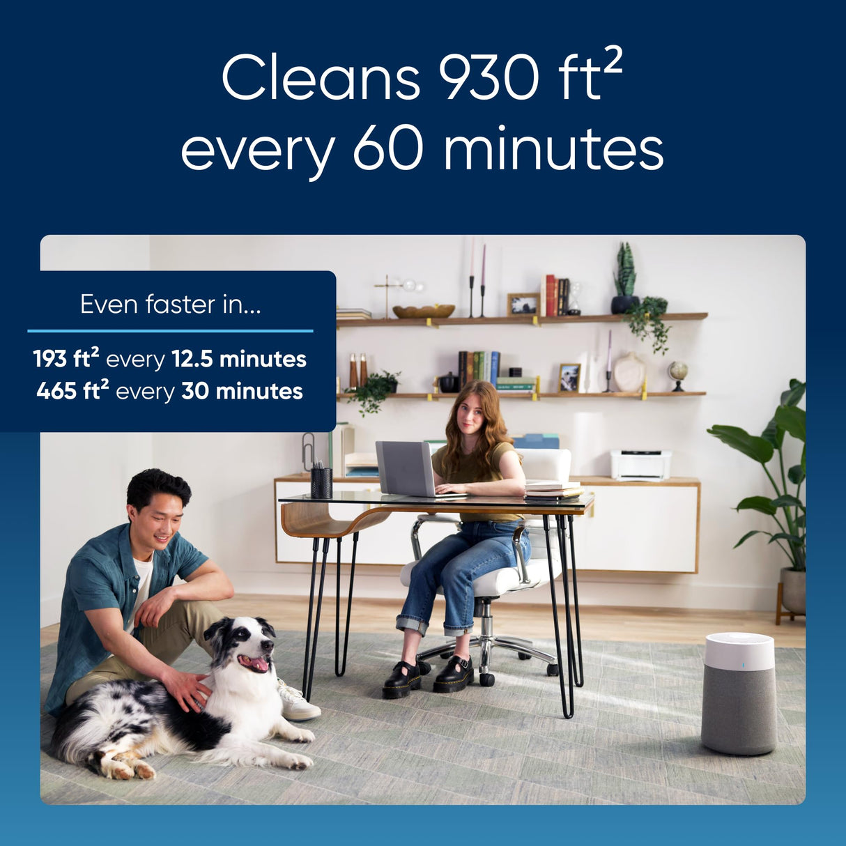 BLUEAIR Air Purifiers for Small Rooms, Bedroom, Home, Cleans 926 sqft in one hour, HEPASilent Air Cleaner for Pets, Allergens, Virus, Dust, Mold, Smoke - Blue Pure 511i Max Blueair