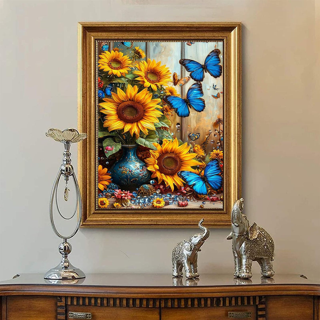 Diamond Painting Kits for Adults Sunflowers - Butterfly Diamond Art Kits for Adults, Round 5D Gem Art Kit for Adult Flowers DIY Crafts Kit Gift Home Wall Decor Gifts (16x12 inch) xackcme