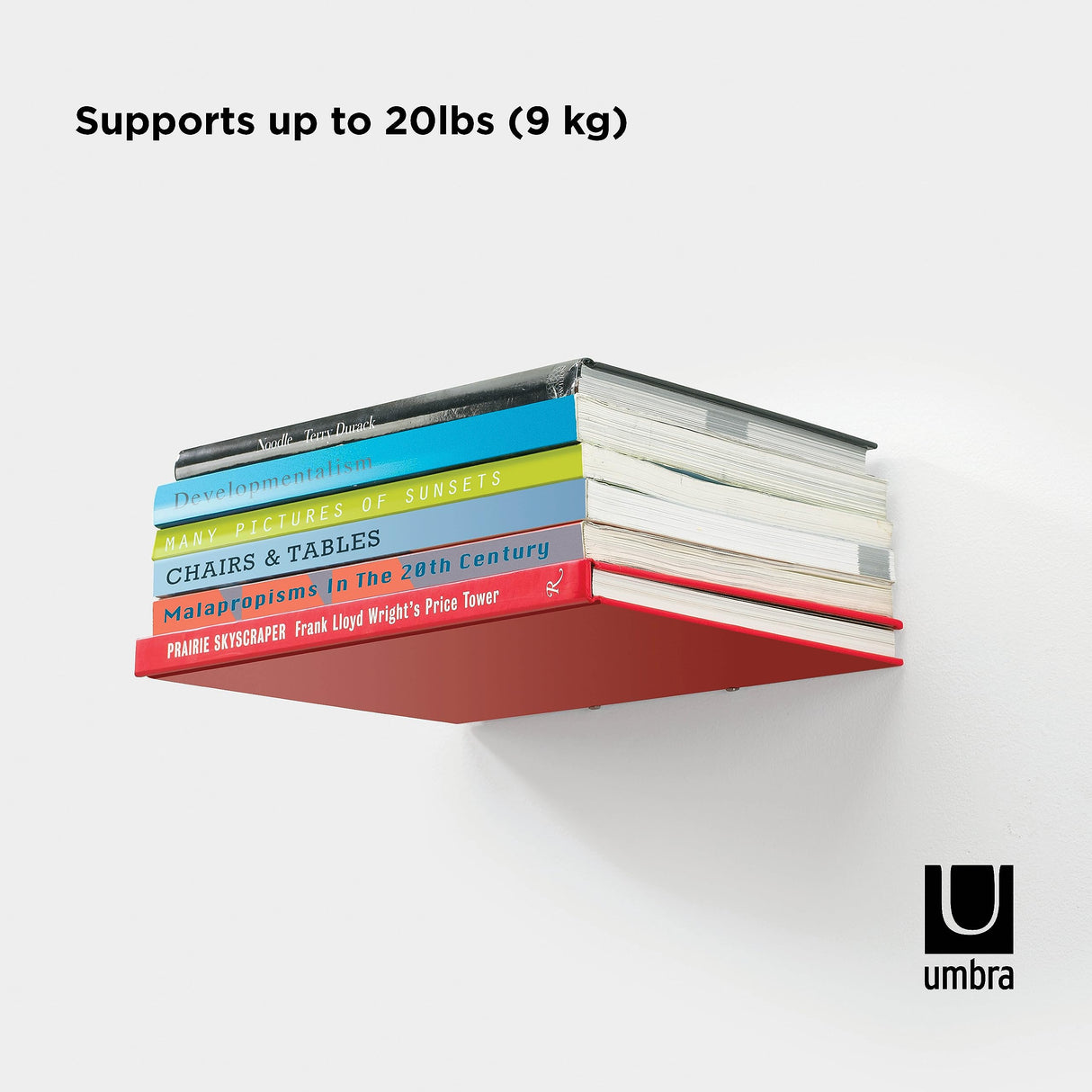 Umbra Conceal Floating Bookshelf, Large, Silver, Set of 3 Umbra