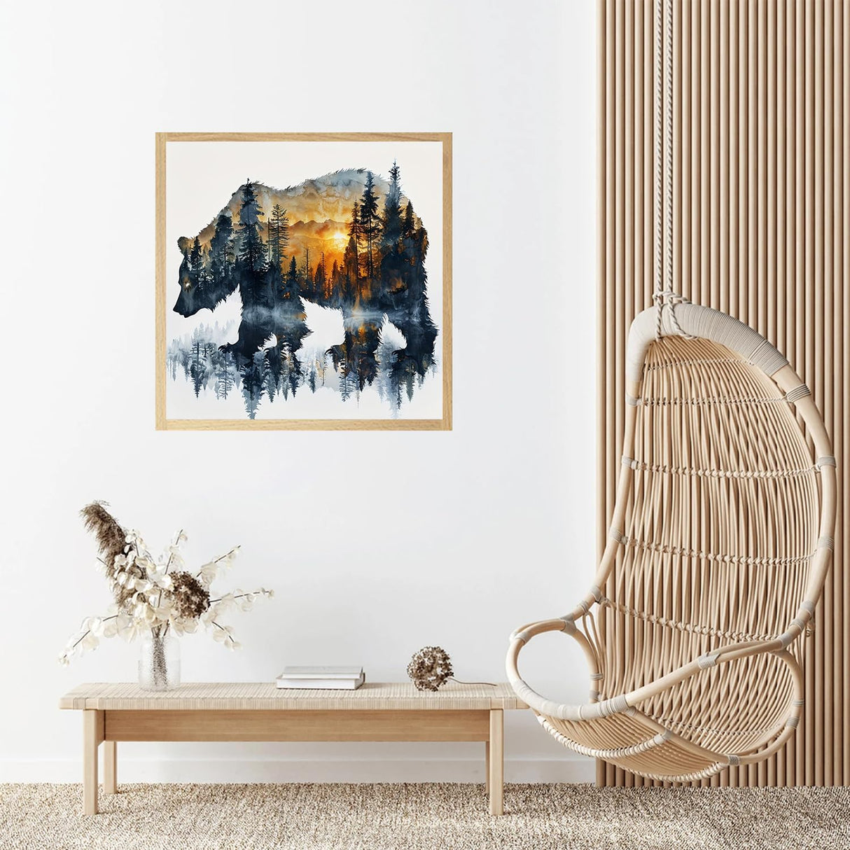 DIYCYCY Easy Paint by Numbers Kit for Adults Beginner,Forest Bear Paint by Number Canvas for Adults,Sunset Landscape DIY Acrylic Oil Number Painting for Adult Home Wall Decor 16x16in (Without Frame) DIYCYCY