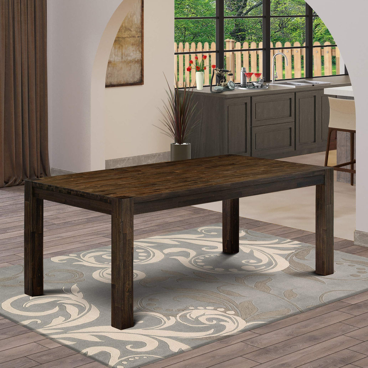 East West Furniture LM7-07-T Lismore Modern Dining Rectangle Rustic Farmhouse Table, 40x72 Inch, Jacobean East West Furniture