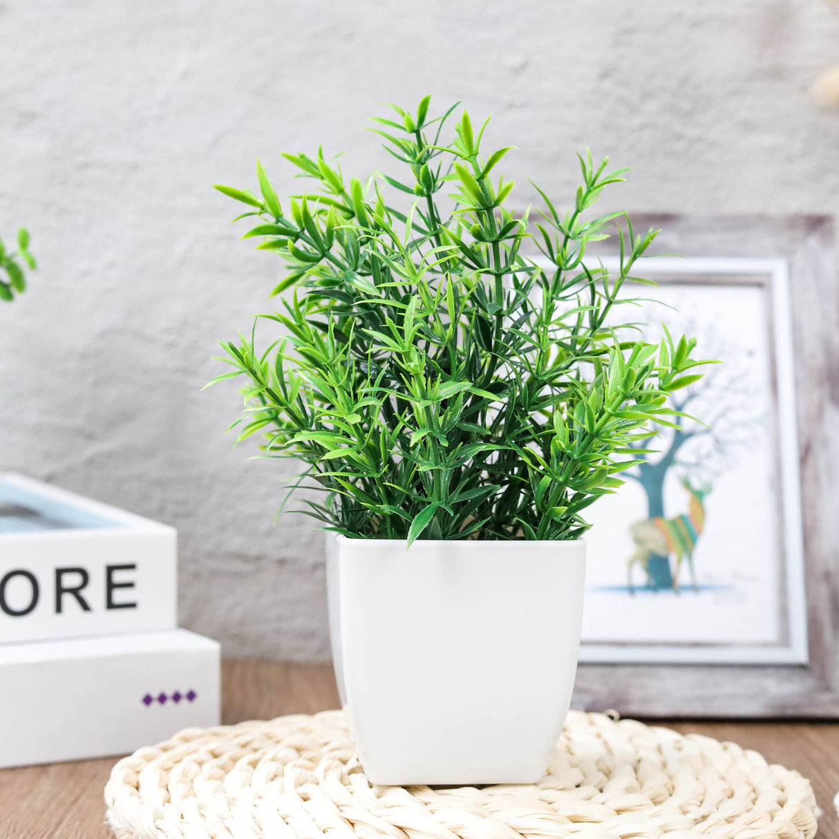 ZJIA 2 Pack Fake Plants Small Artificial Greenery Faux Plants Indoor for Home Farmhouse Bathroom Shelf Decor ZJIA