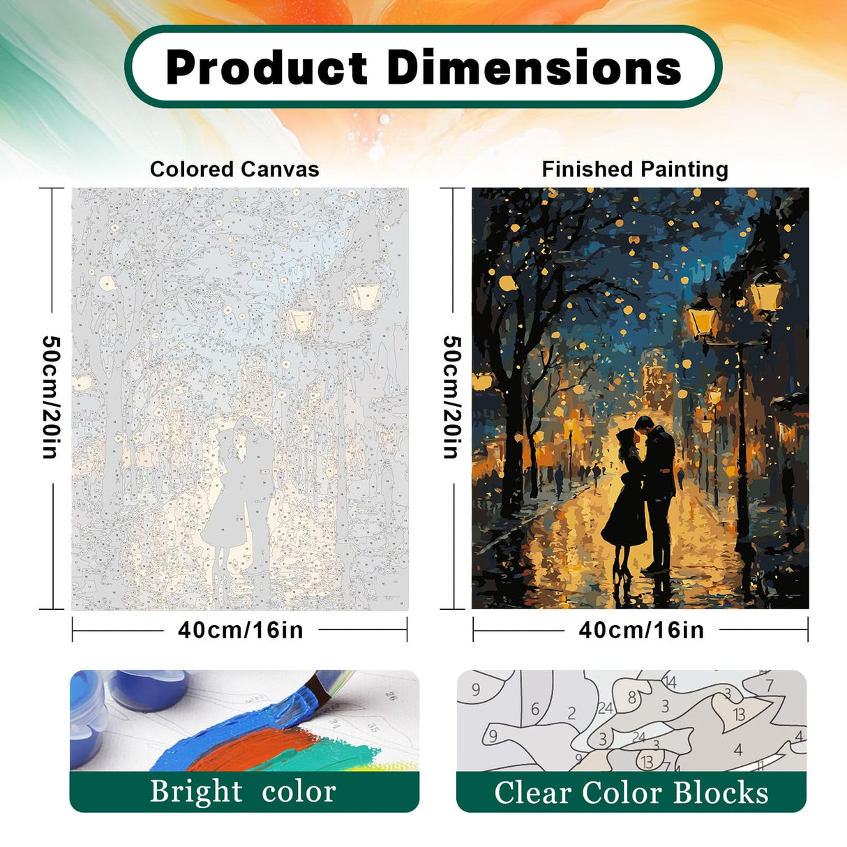 2 Pack Paint by Numbers Kit for Adults Beginner, Romantic Lover Adult Paint by Number Kits on Canvas, DIY Acrylic Number Painting for Adults Landscape for Home Decor Gift 16x20 Inch Possoco