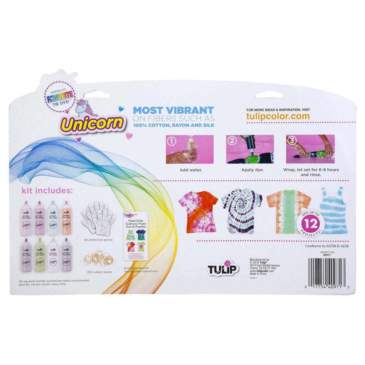 Tulip One-Step Tie-Dye Kit 8 Vibrant Colors Tie-Dye, Unicorn Tulip