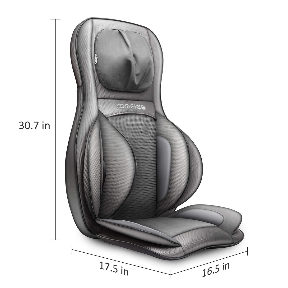 COMFIER Massager Chair with Heat, Shiatsu Neck Back Massager Portable with Compress & Rolling,Massage Chair Pad for Full Back,Neck,Full Body Pain, Gray COMFIER