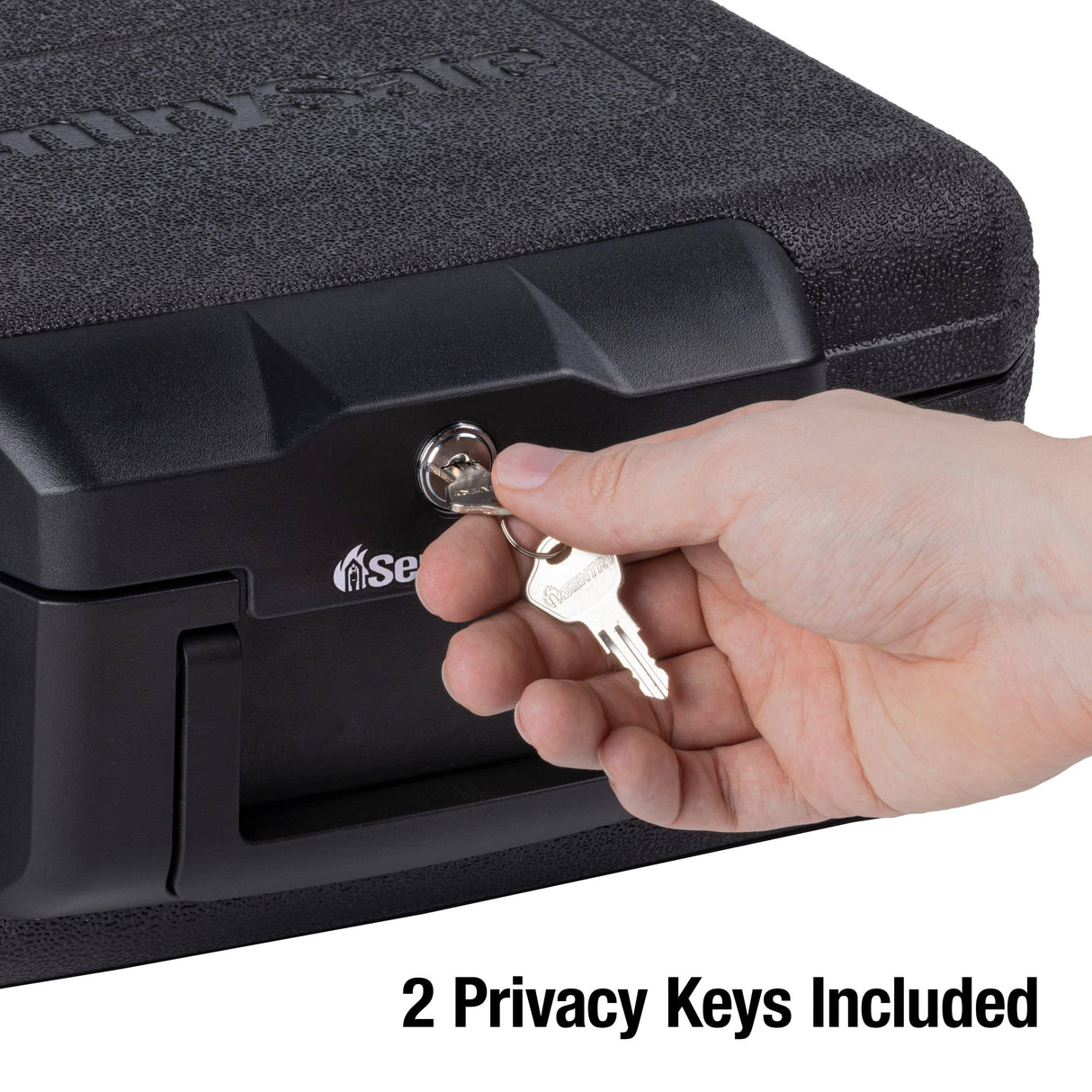SentrySafe Fireproof Money Safe with Key Lock, Black Lock Box with Portable Carrying Handle for Travel, Exterior: 14.3 in. W x 11.2 in. D x 6.1 in H, 1200 SentrySafe