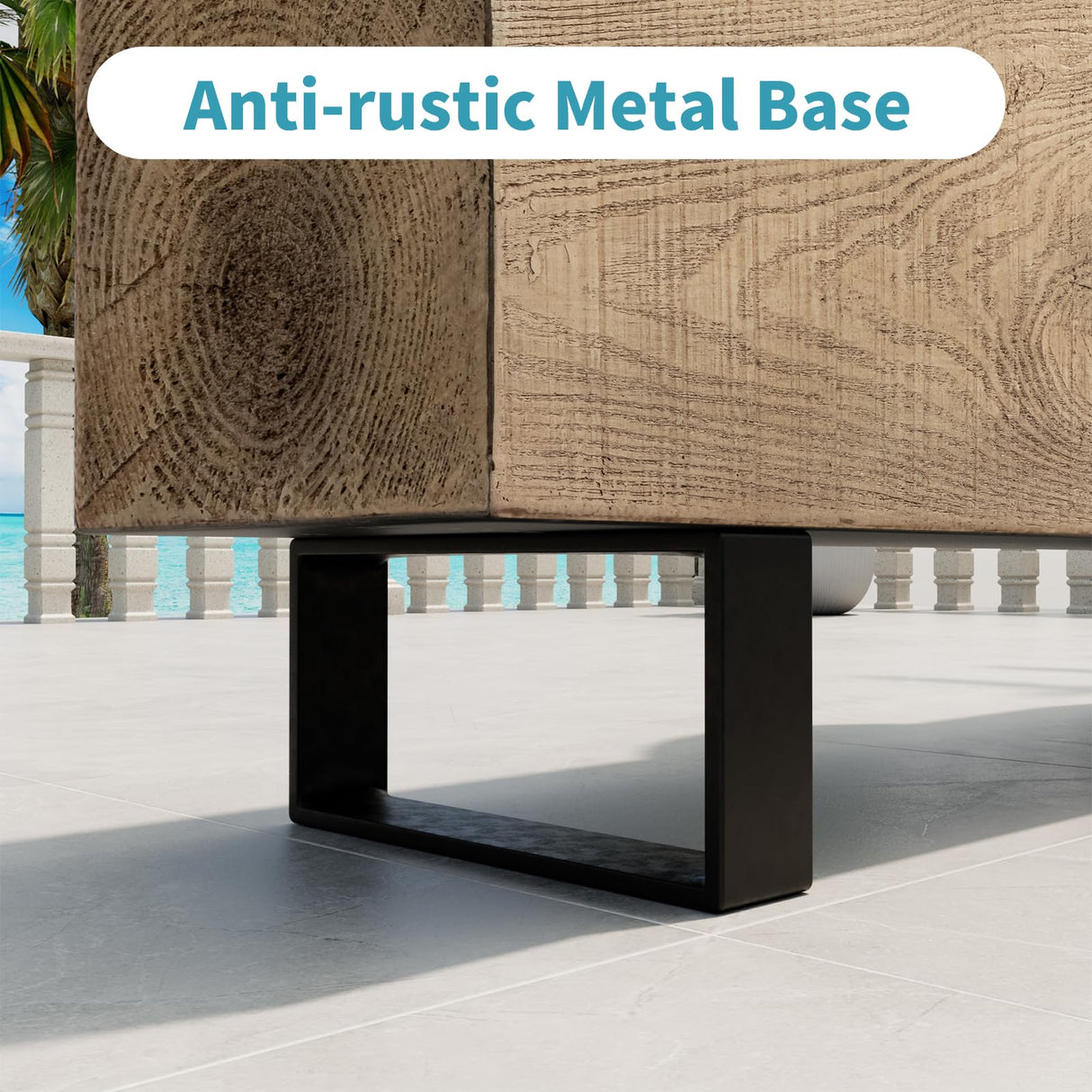 AQUILLA Modern Outdoor Bench, Faux Wooden Patio Bench, Concrete Backless Porch Bench Weatherproof, Anti-Rust Metal Legs Garden Benches for Entryway, Park, Yard (48",Light Brown) AQUILLA