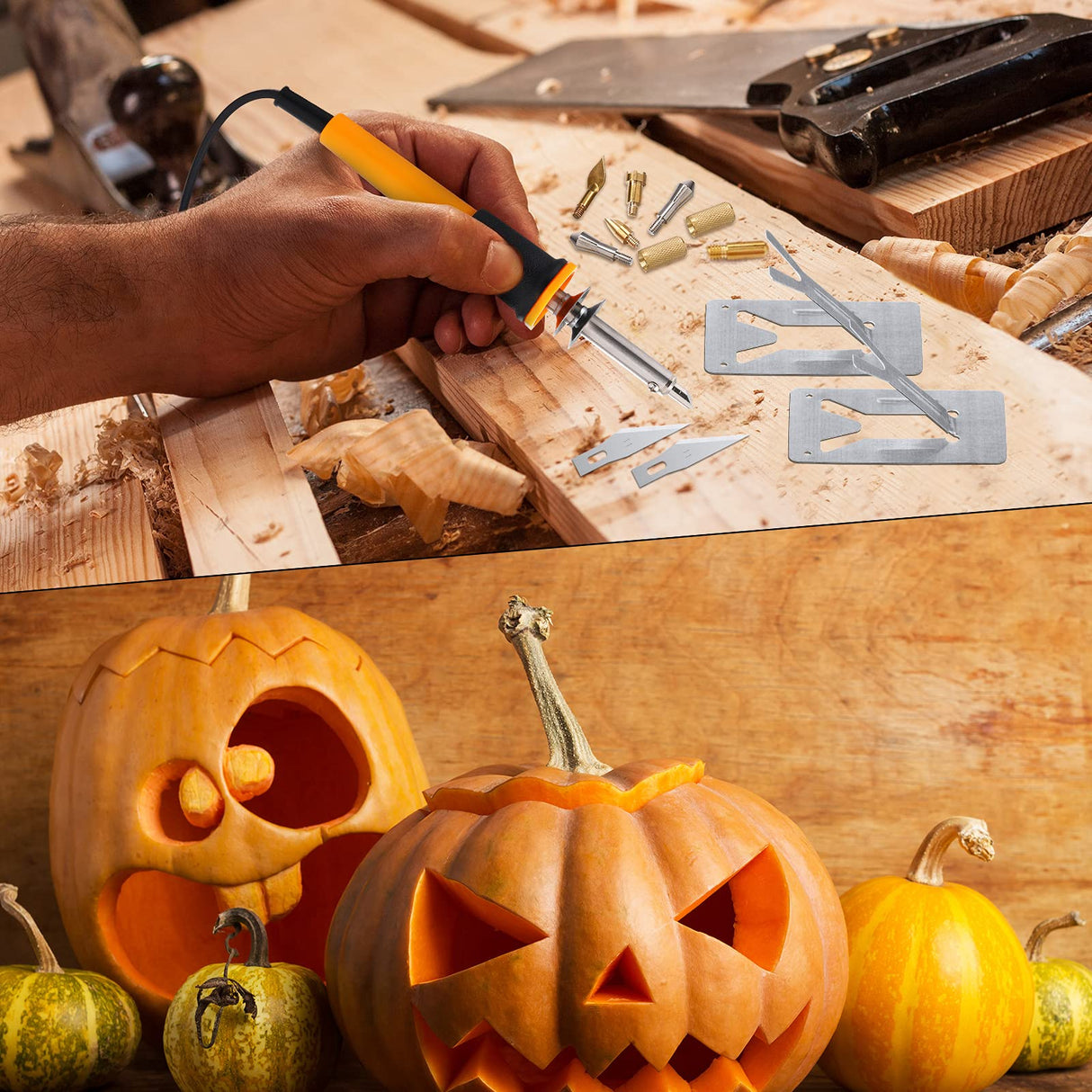 30 Pieces Electric Hot Knife Cutter Tools Multipurpose Knife Stencil Cutter Wooden Burning Tool with 2 Metal Stand, 16 Blades, 2 Chuck Sleeves for Cutting Carving Soft Thin Foam Cloth Honoson