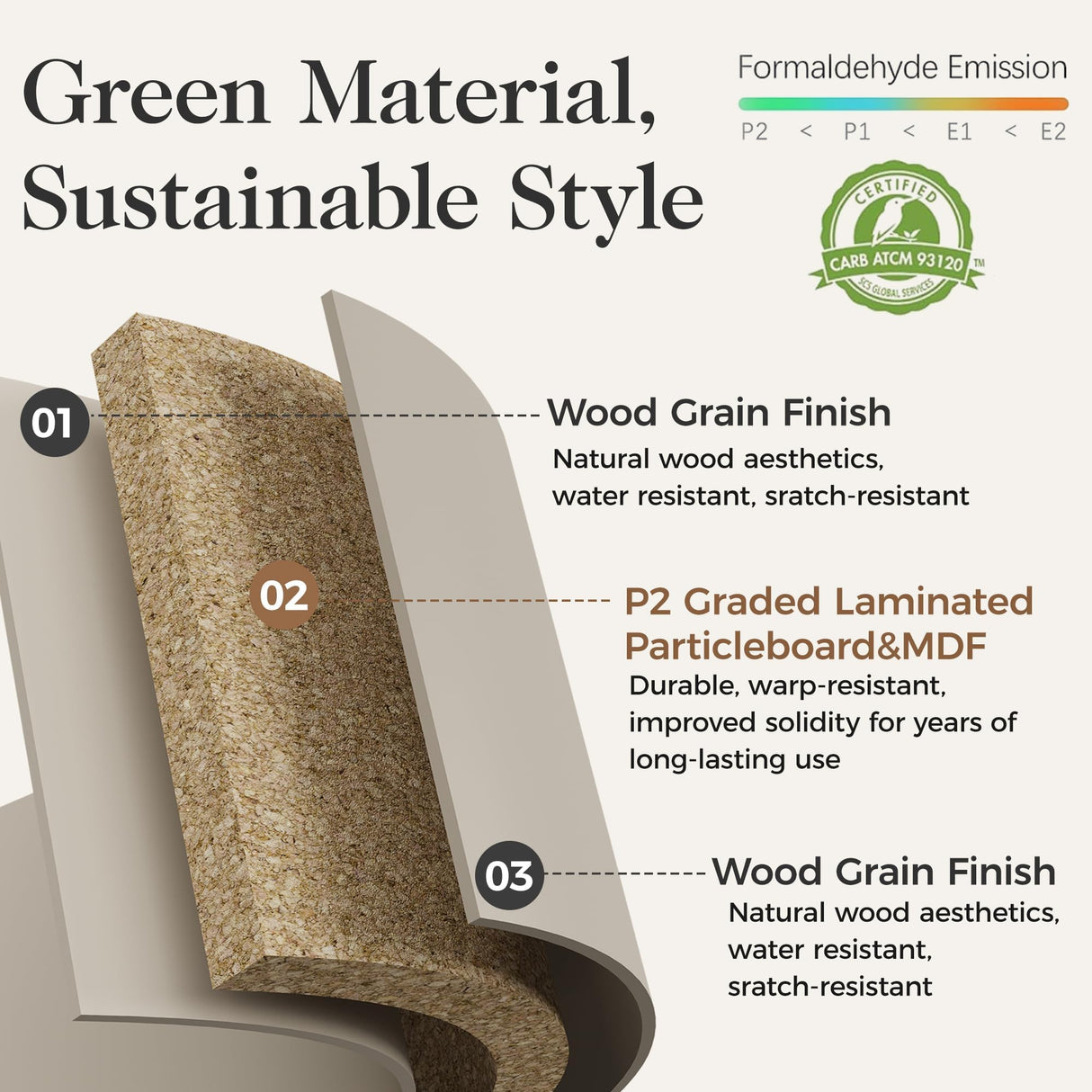 RoyalCraft Large 3 Drawer Dresser Set of 2, Fluted Wood Drawers for Bedroom, Modern Painted 30 inch Wide Nightstand for Bedroom, Entryway, Beige RoyalCraft