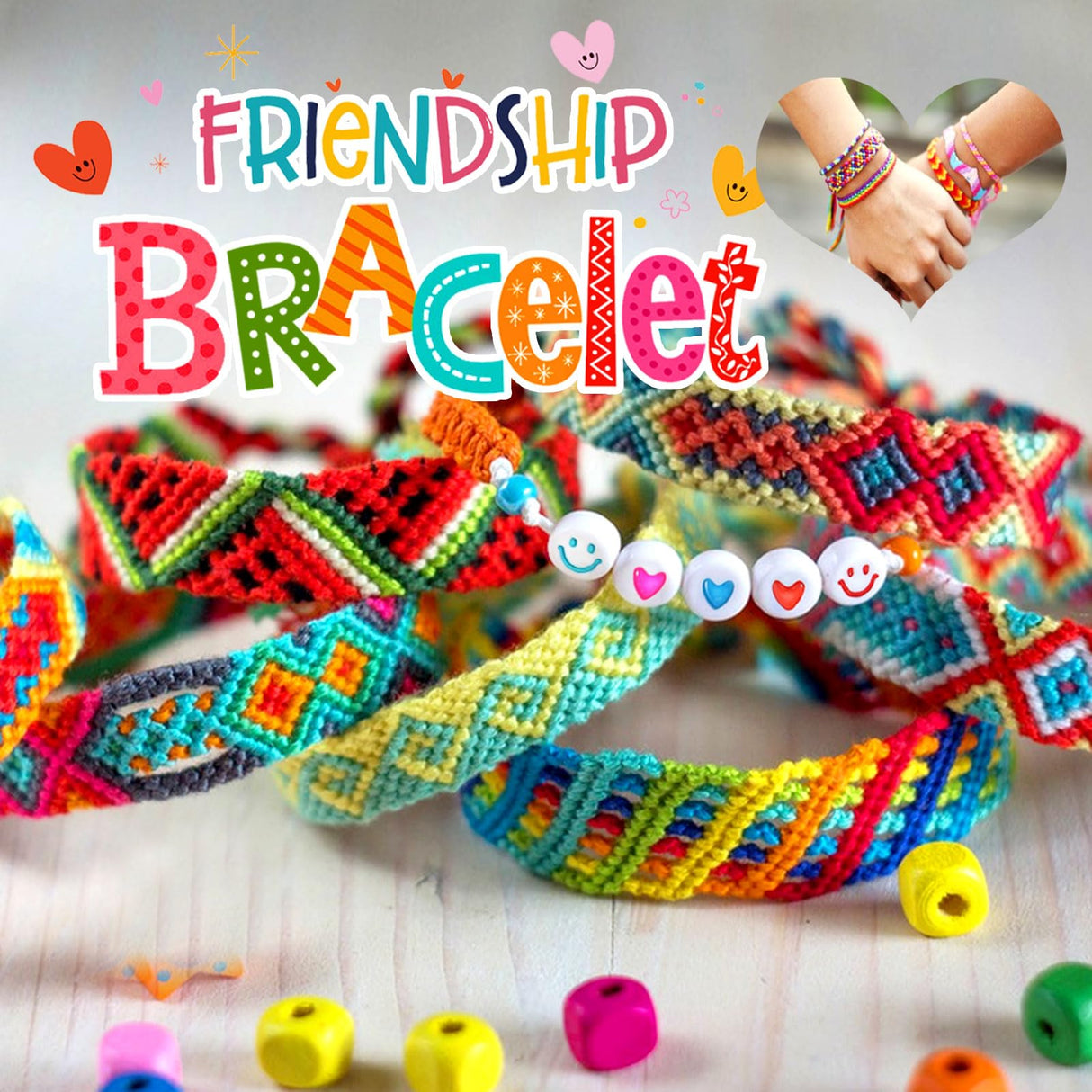 20 skiens Embroidery Floss,Embroidery Thread Friendship Bracelet Stitch Kit, Crafts Thread with 200beads,1 roll of transparent thread, 1 bracelet wheel,1 threader LE PAON