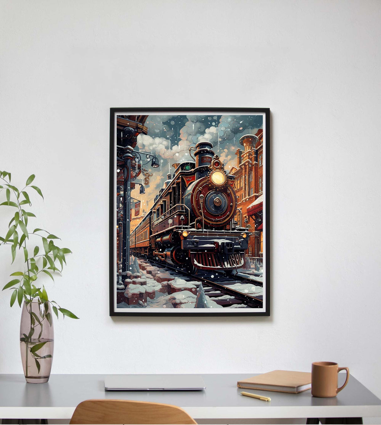 SKRYUIE Paint by Numbers Kit for Adults Beginner Train, Acrylic Snow Oil Painting by Numbers Kits with PaintBrushes Paintwork Art Crafts Canvas for Home Decor 16x20 inch / 40x50 cm SKRYUIE