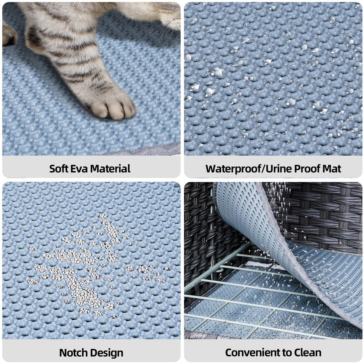 Snughome Cat Litter Box Enclosure with Cat Litter Mat, Hidden Cat Washroom Furniture with Door, Handwoven Rattan Cat Washroom Box, Indoor Pet House Storage for Living Room, Bedroom, Balcony (Grey) Snughome