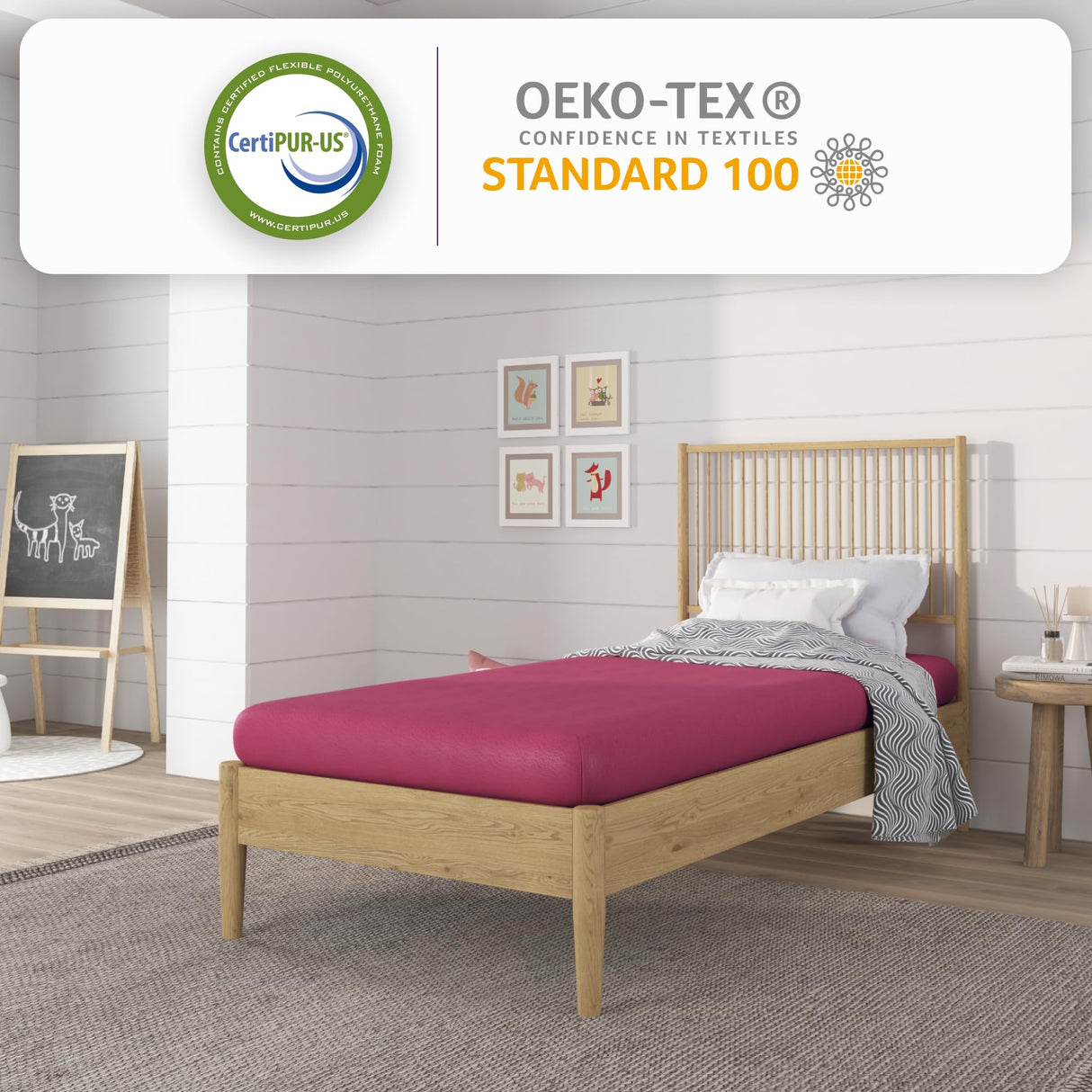 NapQueen 5 Inch Twin Memory Foam Mattress, Medium Feel, CertiPUR-US Certified, Bed in a Box, Breathable Soft Fabric Cover, Pink NapQueen