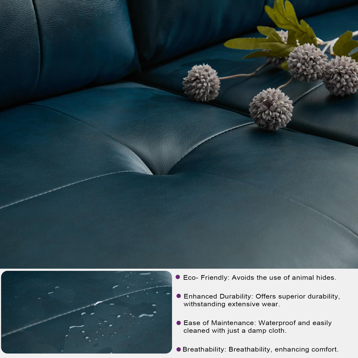 Sofa Couch 61" Small Loveseat Couches for Living Room Blue Leather Couch Mid Century Modern Tufted Mini Sofa Comfy Office 2 Seat Settee Love Seat Small Couches for Small Spaces Bedroom (1, Teal Blue) TYBOATLE