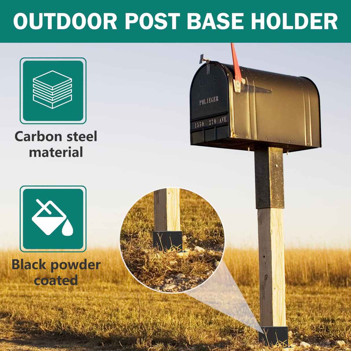 Kinchoix 4pc Pergola Post Base Heavy Duty Wood Post Support Kit for 4"x 4" (Actual 3.5 X 3.5 inch) DIY Wood Lumber Pergola Gazebo Deck Railing kit Hardware Kinchoix