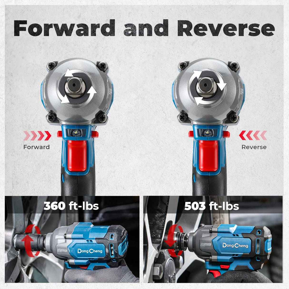 Dong Cheng 20V Cordless Impact Wrench, Max Torque 360 ft-lbs (488N.m), 1/2 inch with 3 Mode Speed, 2400 RPM Brushless Impact Gun, Includes 4.0Ah Battery, Charger, 4 Impact Sockets and Kit Bag Dong Cheng