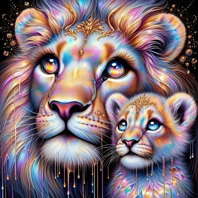 JYXSJYYD 5D DIY Diamond Art Kits for Adults,Lion Diamond Paintings Kits for Beginners,Paint by Diamonds Dot Full Drill Gem Art Crafts,Home Wall Decoration 13.8x13.8 Inches.