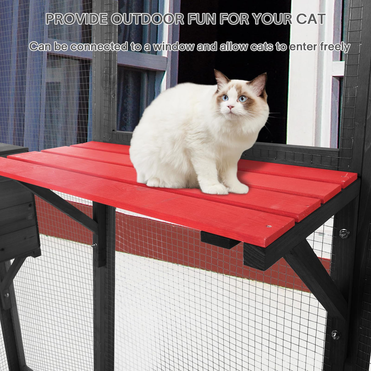 ISDAY Extra Large Wooden Catio - Outdoor Cat Enclosure with 7 Platforms & 2 Resting Boxes (Black) Generic