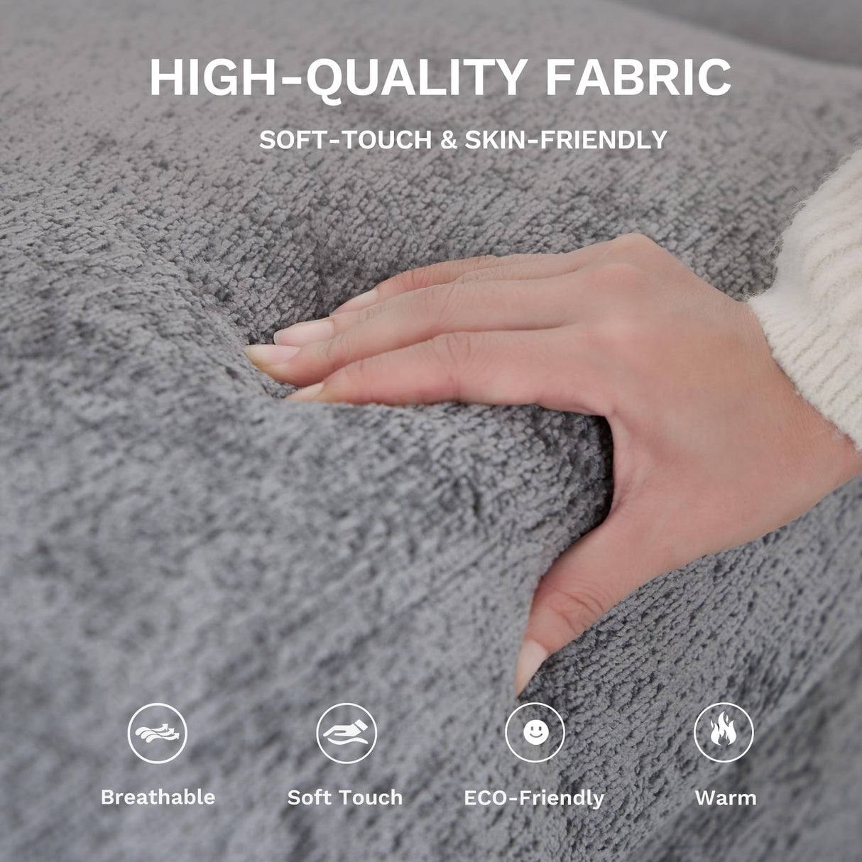 COLAMY 118" U-Shaped Sectional Couch, 4-Seat Modular Sofa with 2 Ottomans and Foldable Side Table, Grey for Living Room COLAMY