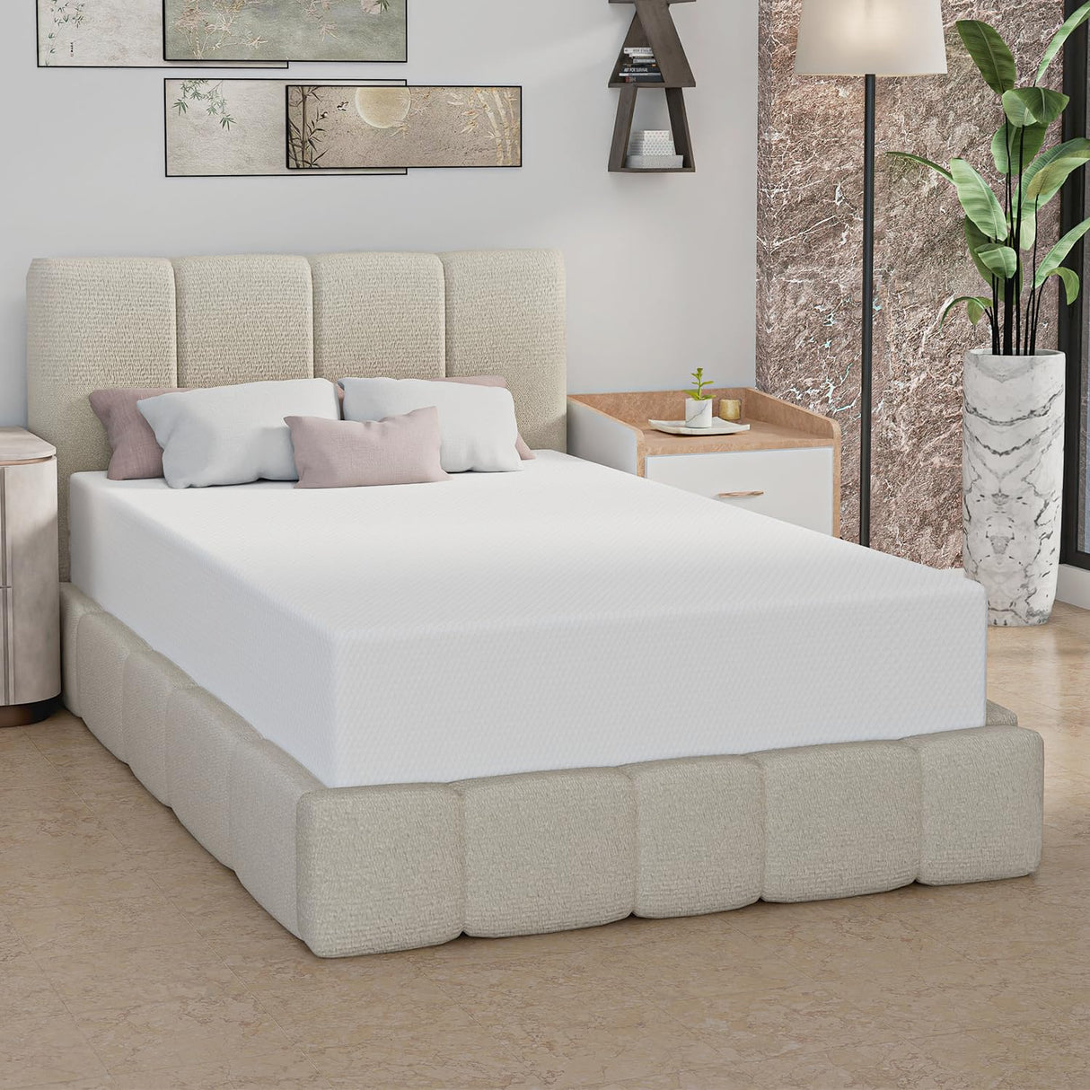 10 Inch Twin Mattress, Gel Memory Foam Twin Size Mattress, Pressure Relieving, Cooling Gel Foam, Twin Mattress in a Box, Certipur-Us Certified, Bed-in-a-Box, Twin, 75"L x 39"W x 10"Th, White NChanmar