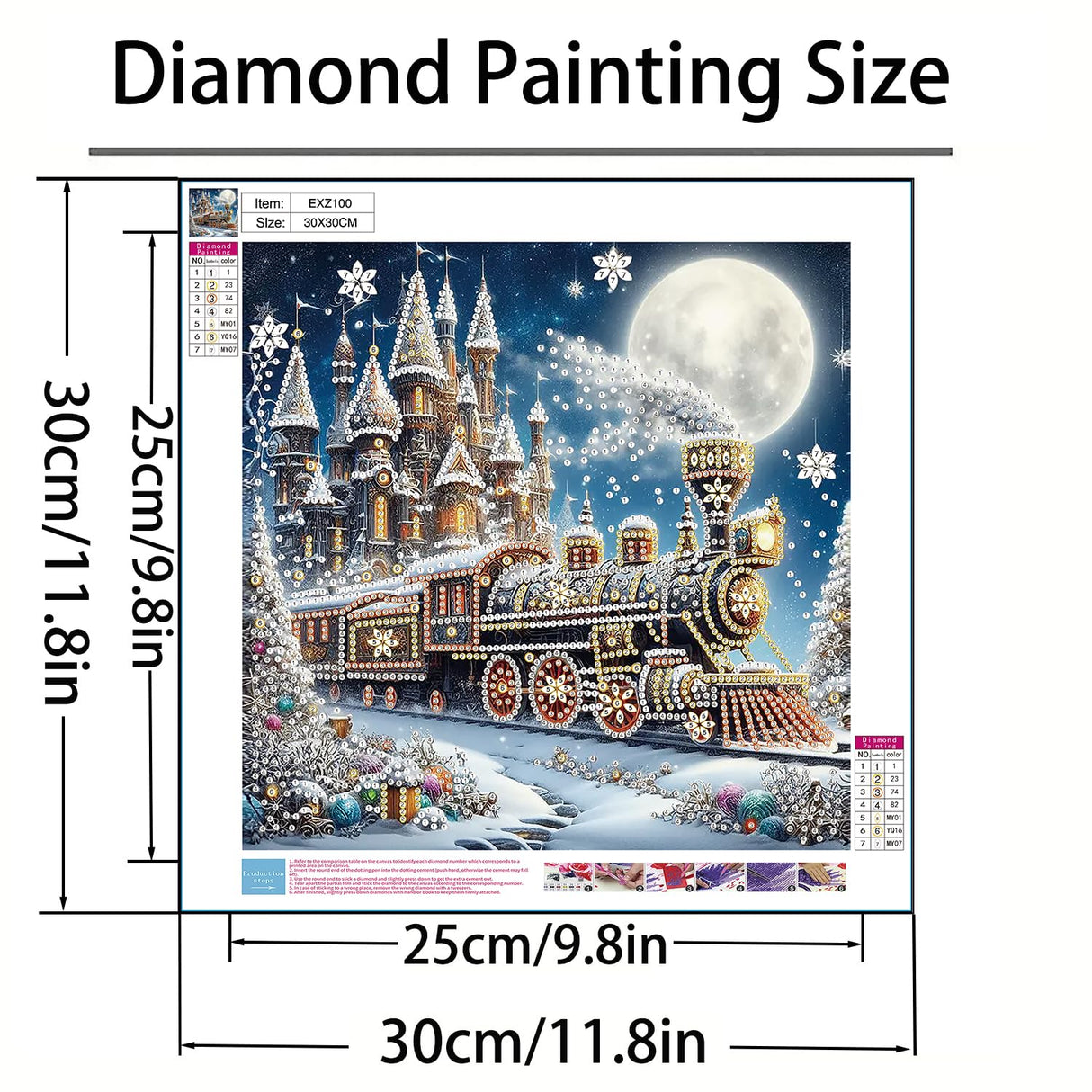 5D Christmas Diamond Art Kits for Adults, Snowy Steam Train Diamond Painting Kits for Beginners, DIY Special Shaped Paint by Diamonds Crystal Gem Art Painting Kit for Home Wall Decor 11.8x11.8inch GXGLLPZBY