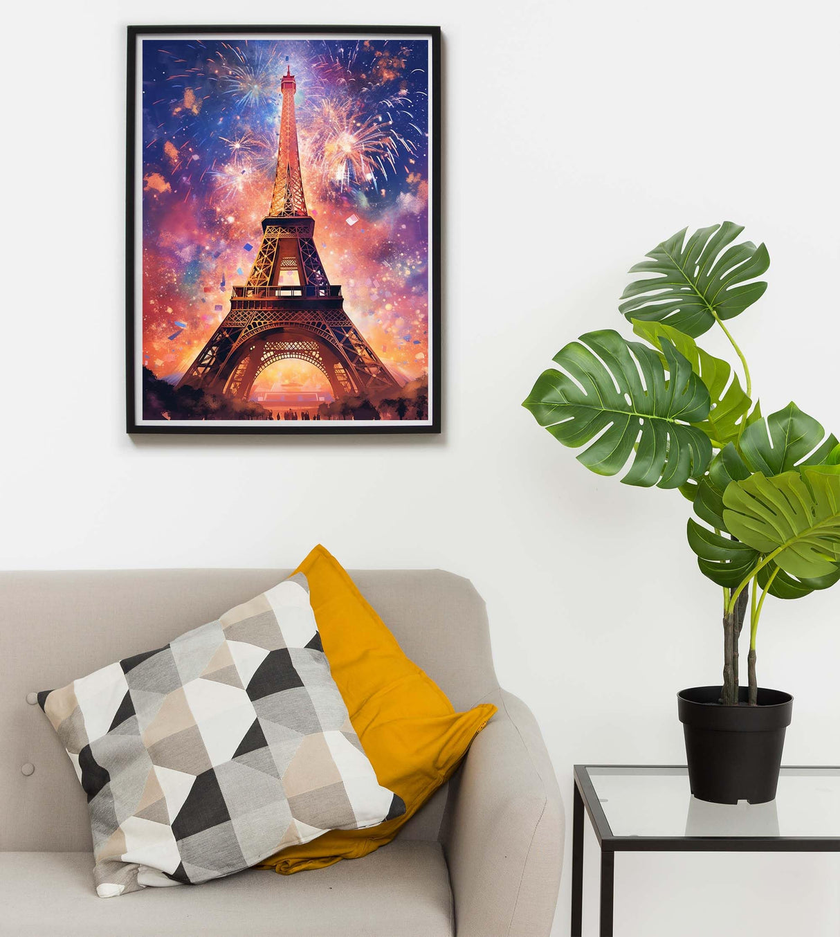 SKRYUIE Paint by Numbers Kit for Adults Beginner Paris Tower, Acrylic Fireworks Oil Painting by Numbers Kits with PaintBrushes Paintwork Art Crafts Canvas for Home Decor 16x20 inch / 40x50 cm SKRYUIE