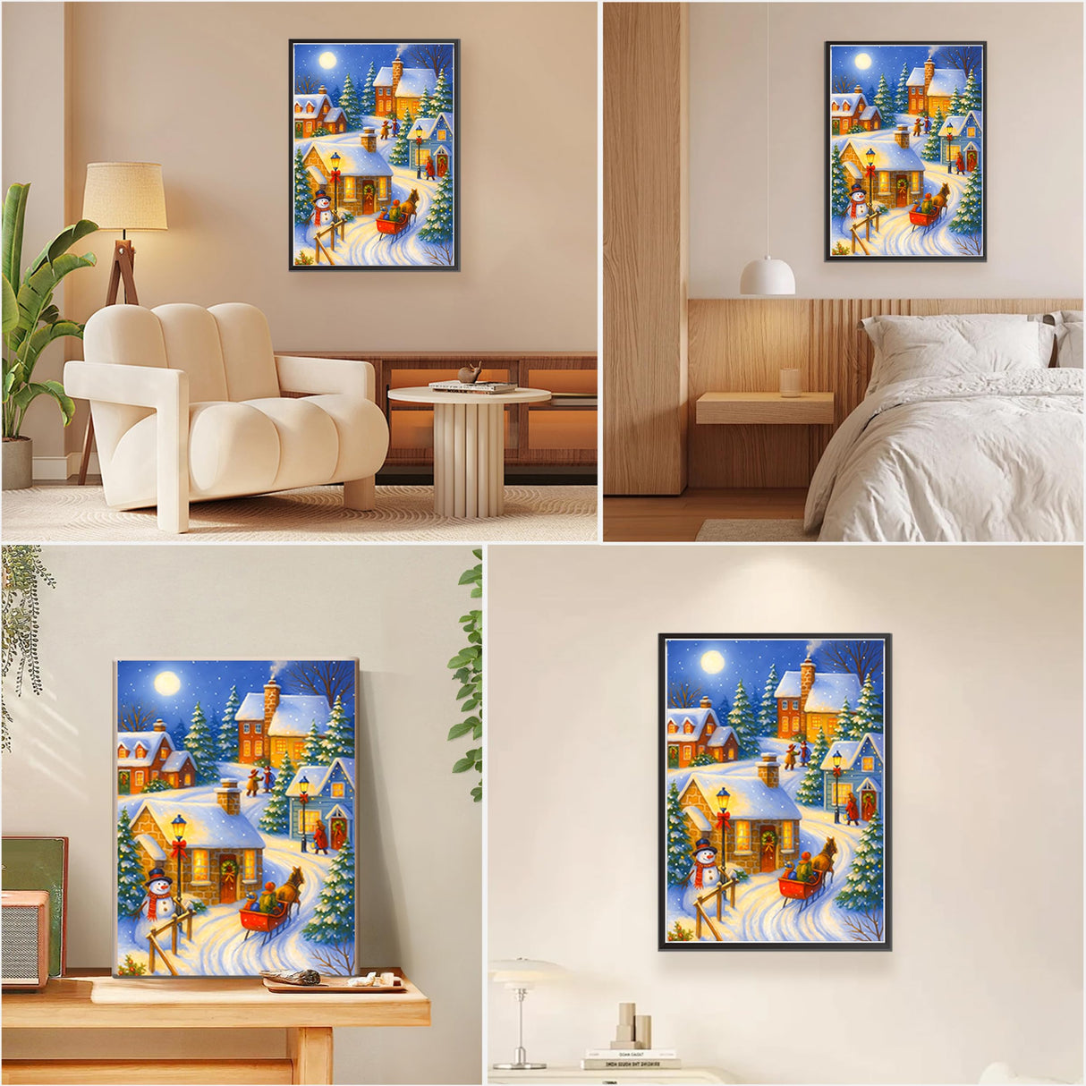 EOBROMD Christmas Framed Paint by Numbers Kits for Adults, Winter DIY Kits Crafts for Beginner on Stretched Canvas, Christmas 3 Brushes and Acrylic Paint for Home Decor 10x14inch EOBROMD