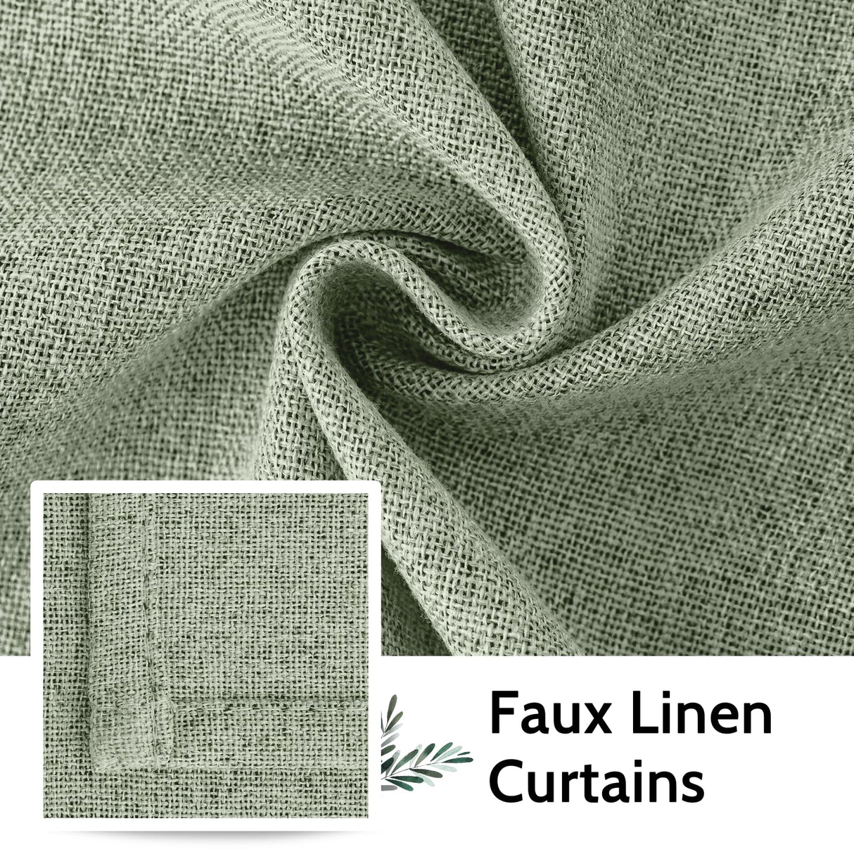 SimpleHome Sage Green Linen 100% Blackout Curtains for Living Room,84 Inch Length Farmhouse Back Tab Textured Curtains for Bedroom,2 Panels,52" W x 84" L SimpleHome