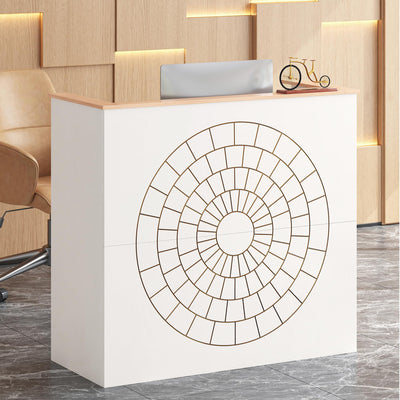 LIKEMET Reception Desk with Counter, Modern Front Reception Room Table, 47 inch Retail Counter for Checkout, Lobby, Beauty Salon, Home Office Desk, Black (White)