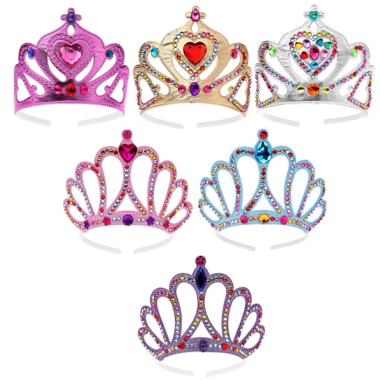 Richness DIY Party Crowns Foam Kids Tiaras Make Your Own Crowns with Jewel Stickers Party Favors for Kids Pack of 6 RICHNESS