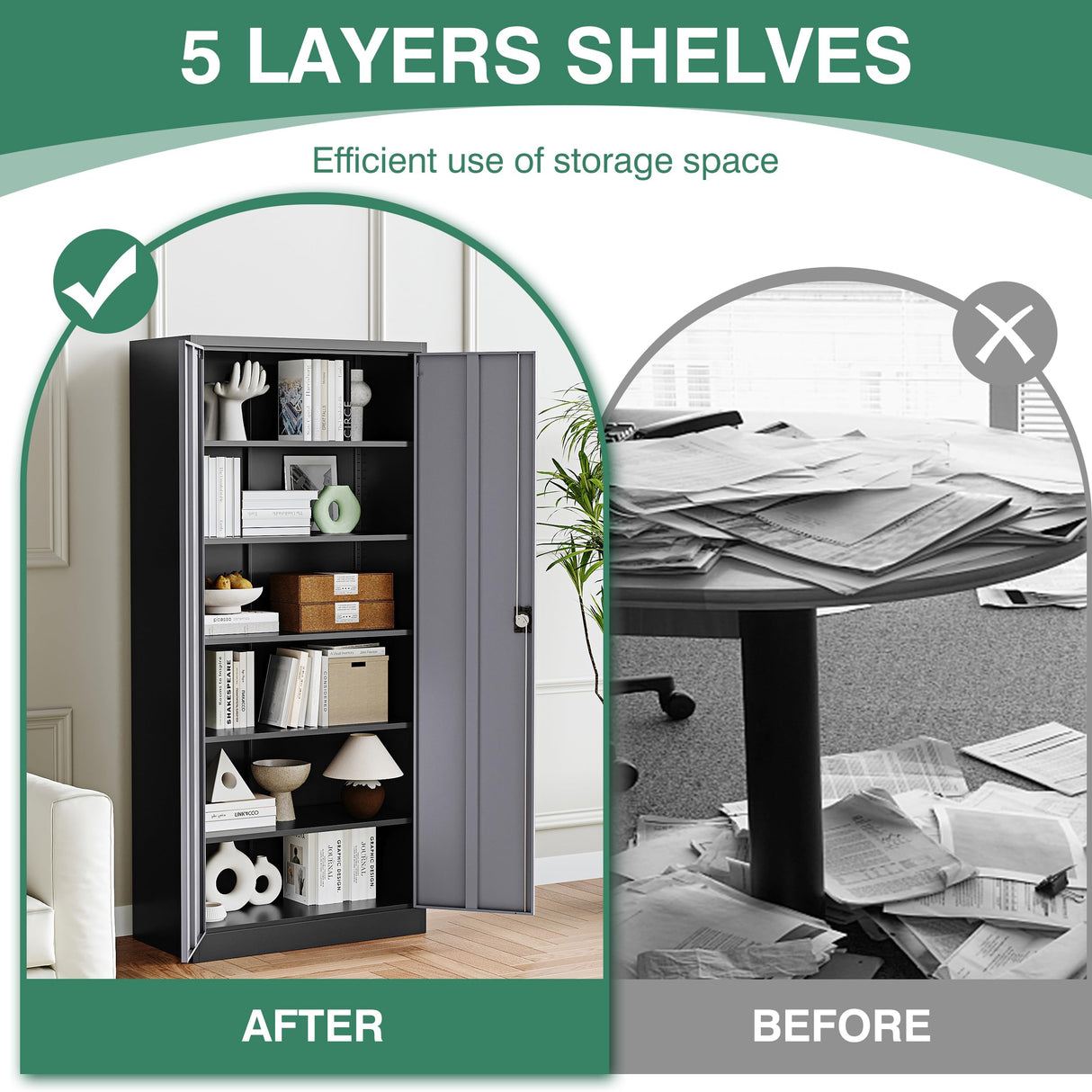 Letaya Metal Garage Storage Cabinets with Lock Door and Adjustable Shelves, Steel Tool Cabinets for Home,Office,Warehouse Organisieren (Black Grey, 72" H) Letaya