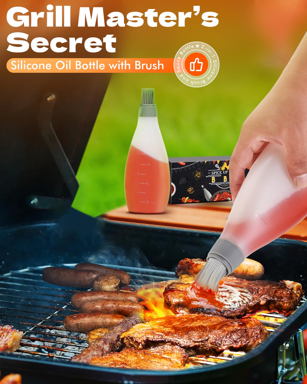 Grilling Gifts for Men Smoker Accessories - Silicone Basting Brush for Cooking All in One Oil Brush Cool Kitchen Gadgets Unique Gifts for Dad Son Grandfather Wife Fun Cooking Supplies SOOFUN