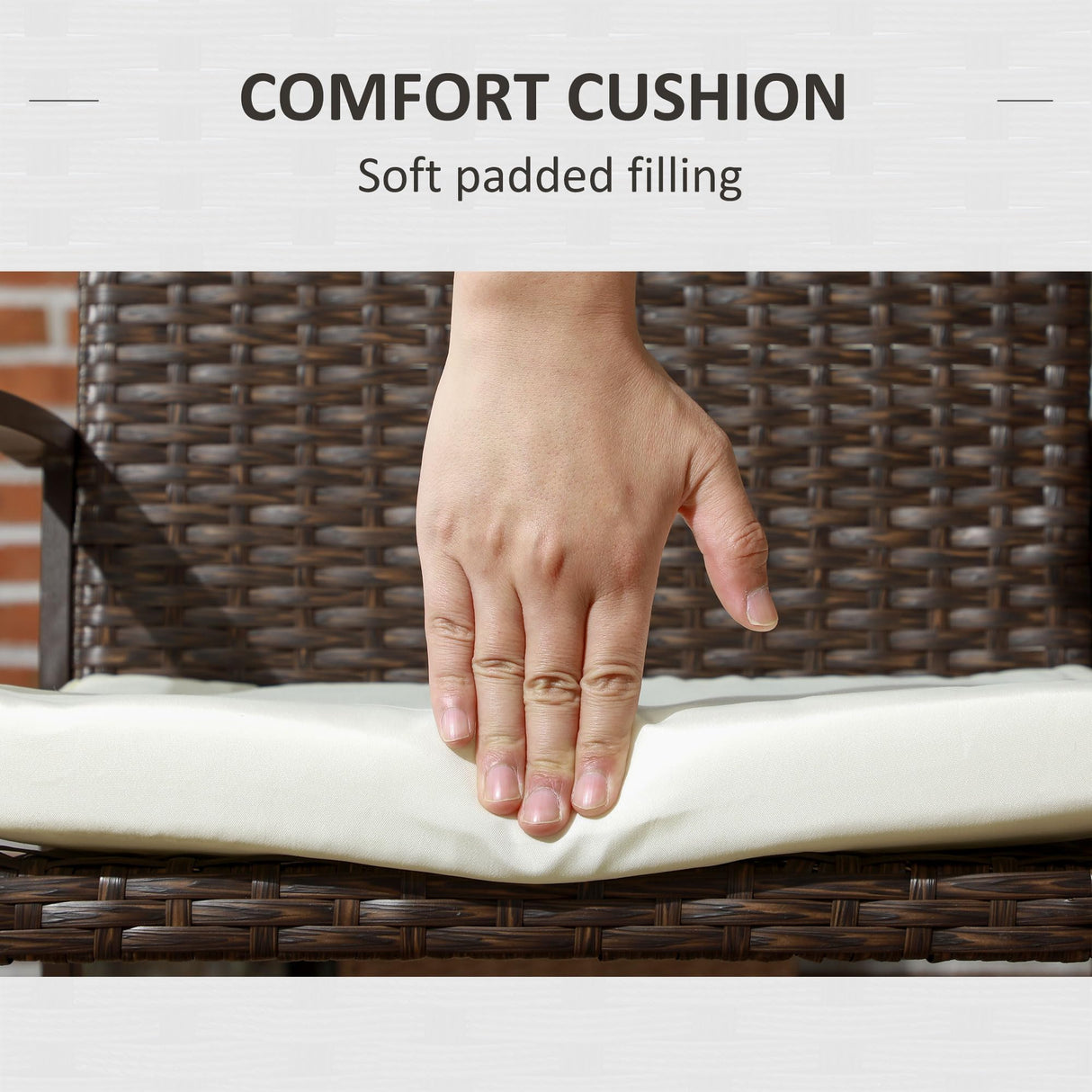 Outsunny 2 Piece PE Rattan Outdoor Dining Chairs with Cushion, Patio Wicker Dining Chair Set with Backrest, Armrests for Patio, Deck, Garden, Cream White Outsunny