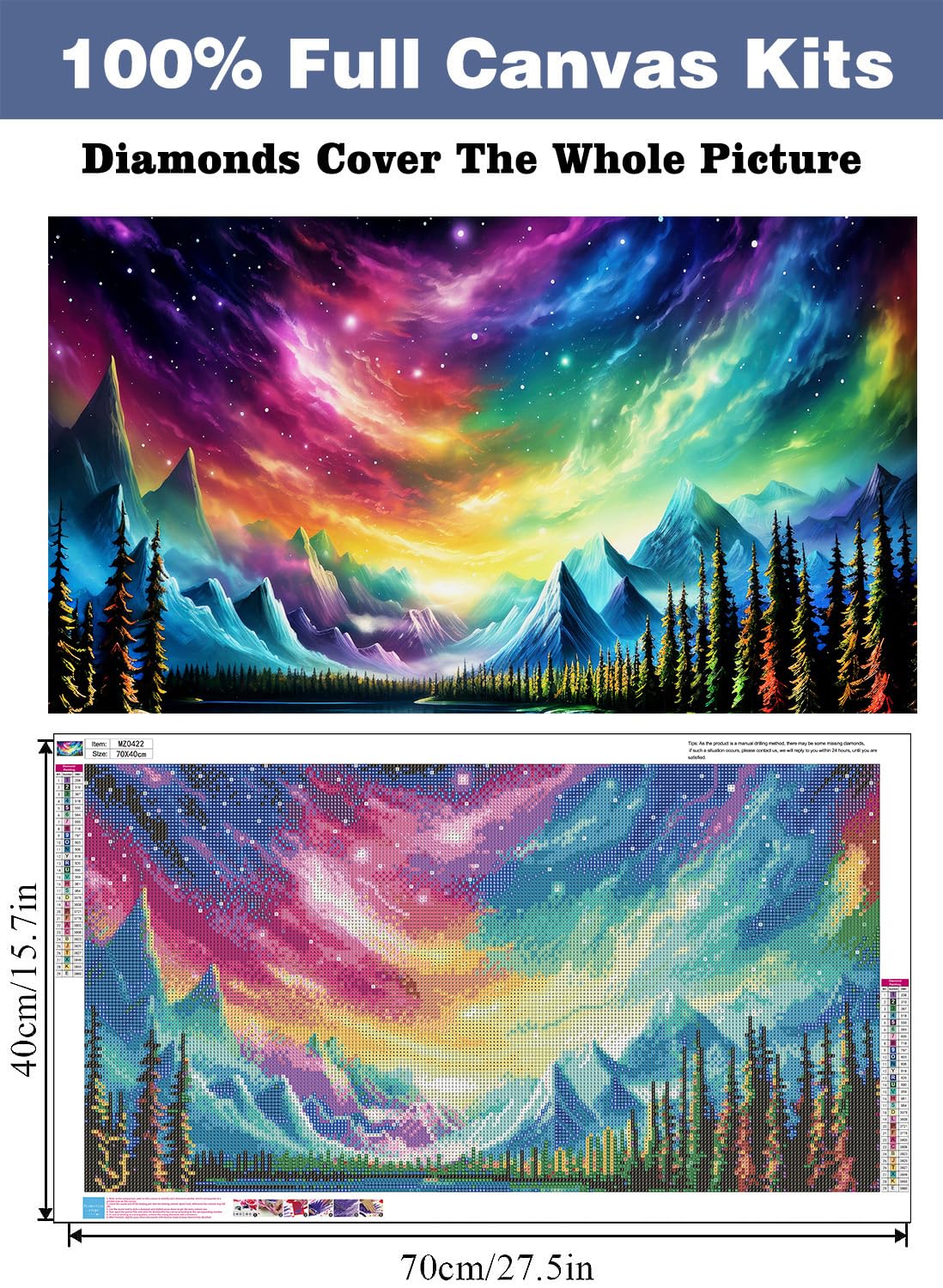 ijbnhd 5D Large Diamond Painting Kits for Adults, 5D Mountain Extra Large Diamond Art Kits, Full Drill Crystal Rhinestone Aurora Gem Art Home Wall Decor Gift(28X 16inch) ijbnhd