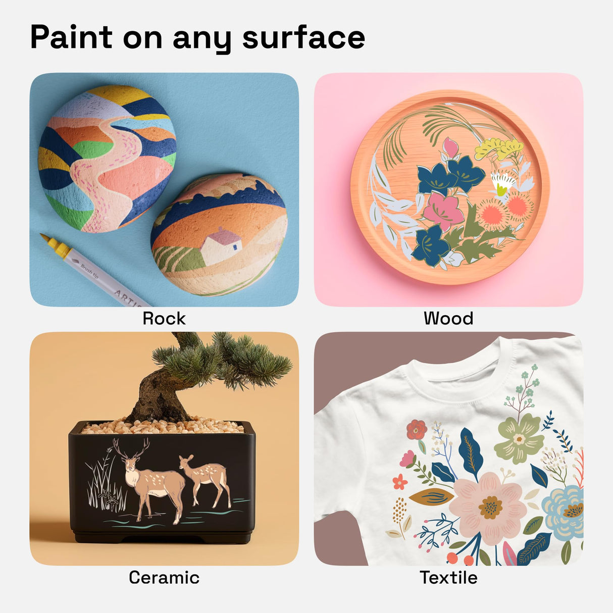 ARTISTRO 24 Acrylic Paint Pens, Art Set Acrylic Paint Markers Dual Tip (Brush + Fine 1mm), Acrylic Markers for Fabric, Canvas, Rock, Glass, Wood, Paper, DIY, Paint Markers for Kids and Adults, Pastel ARTISTRO